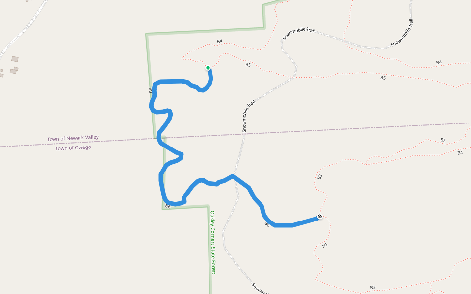 B6 walking route map in Newark Valley