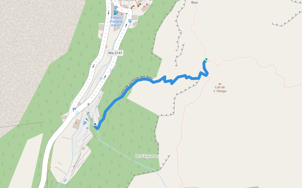 camí de sa Torre des Bosc walking route map in Port de Sa Calobra