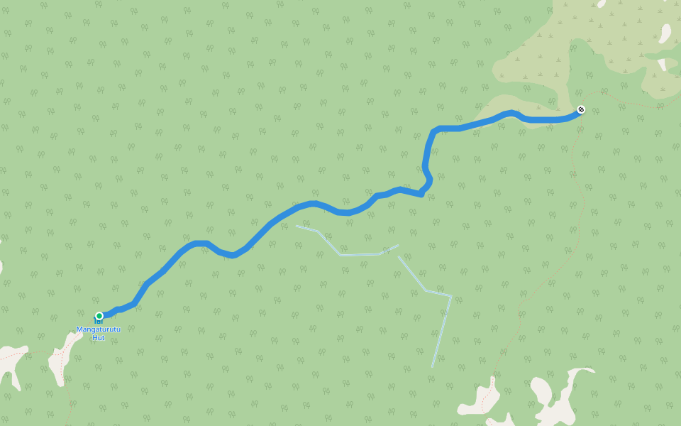 MANGATURUTU HUT TO MAKINO HUT JTN walking route map in Taharua