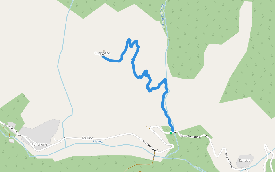 Sentiero per Cugnasco walking route map in Biasca