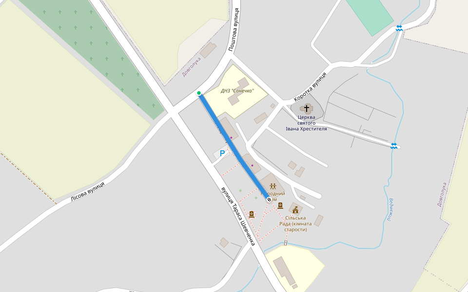 Тараса Шевченка площа walking route map in Dovholuka