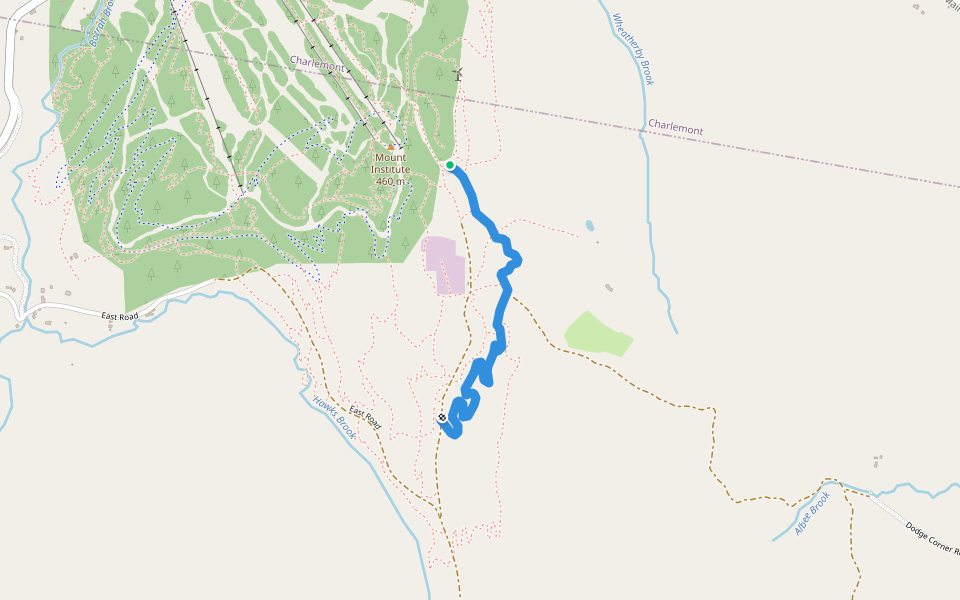 E. Stranged Moose walking route map in Hawley