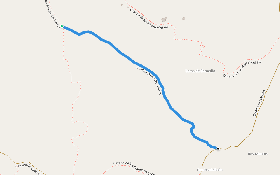 Camino Cueva del Órgano walking route map in Gaucín