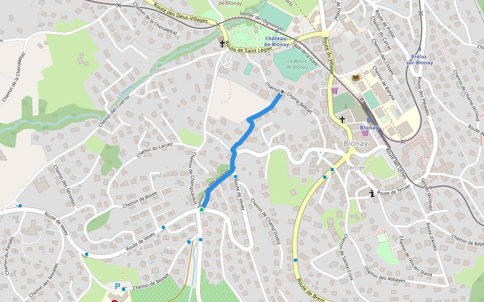 Sentier des Mécaniques walking route map in Blonay - Saint-Légier