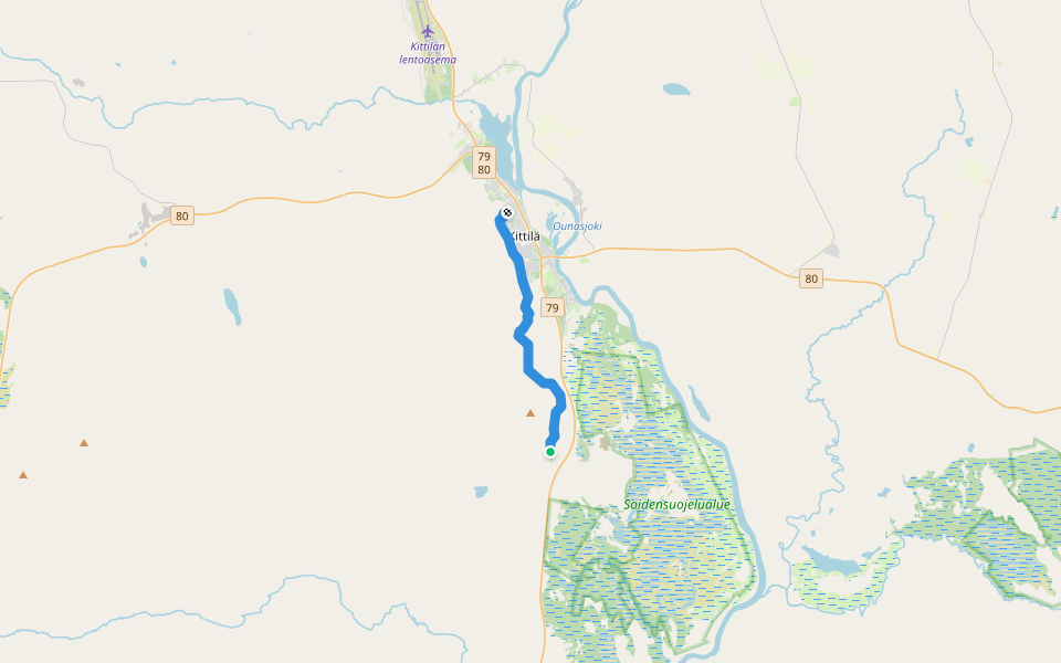 Valaistu kuntorata walking route map in Kittilä