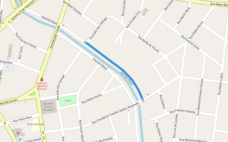 Avenida Mauá walking route map in Sapiranga