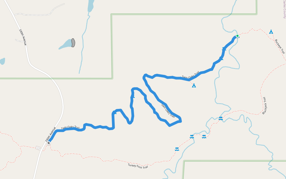 Twin Oaks Trail walking route map in Woodburn