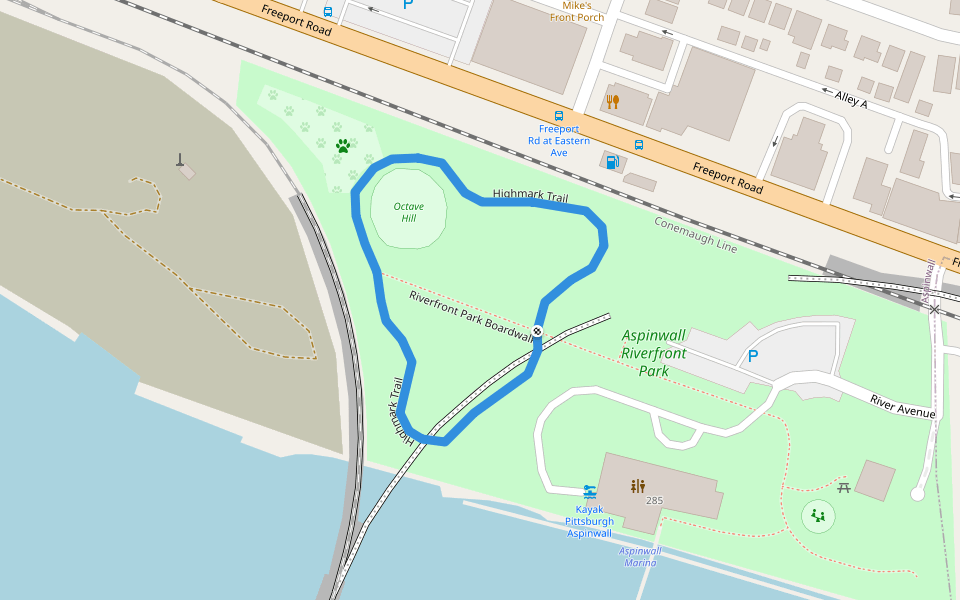 Highmark Trail walking route map in Aspinwall