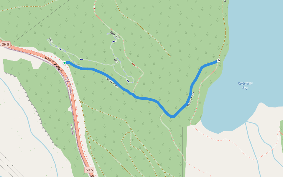 Mossy Track walking route map in Rotorua