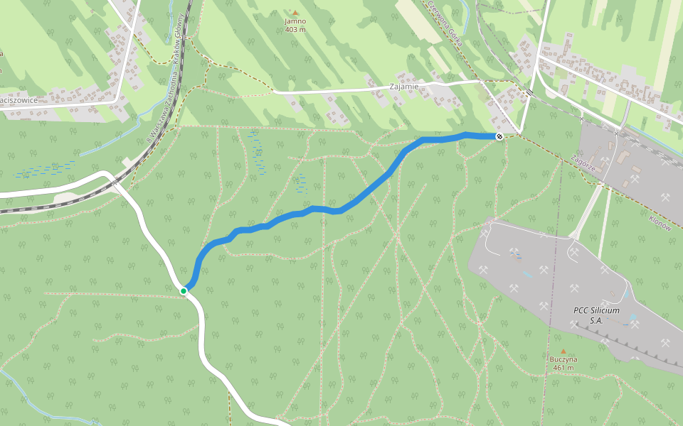 Białe Górki walking route map in Jęgrzna