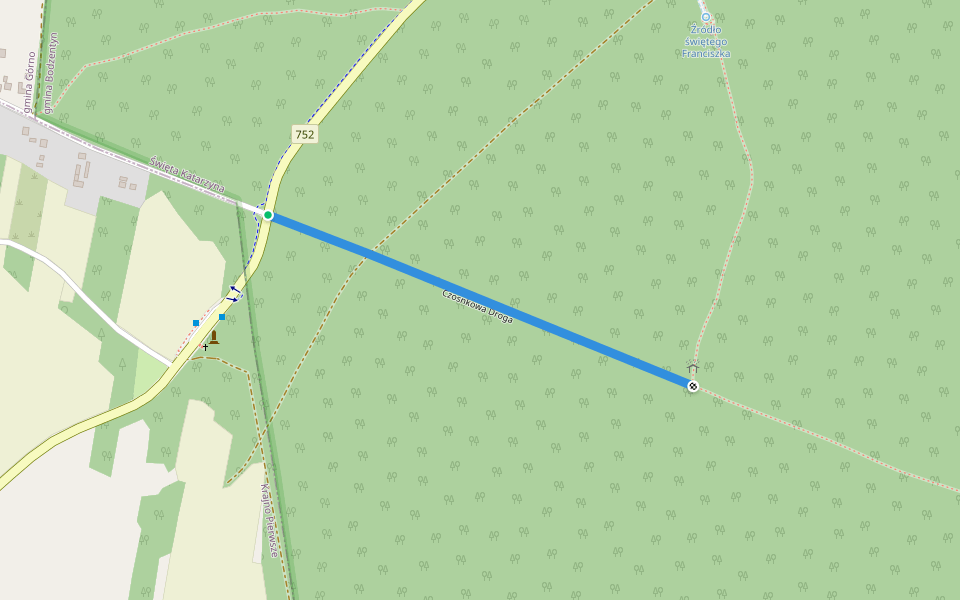 Czosnkowa Droga walking route map in Krajno-Zagórze