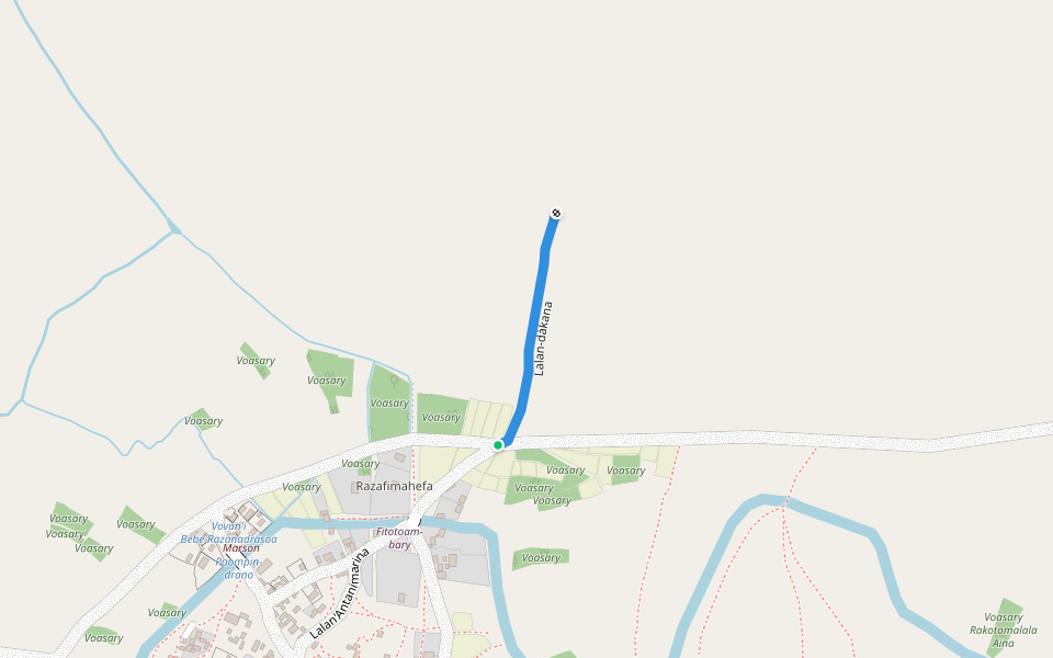 Lalan-dàkana walking route map in Tsaratanana