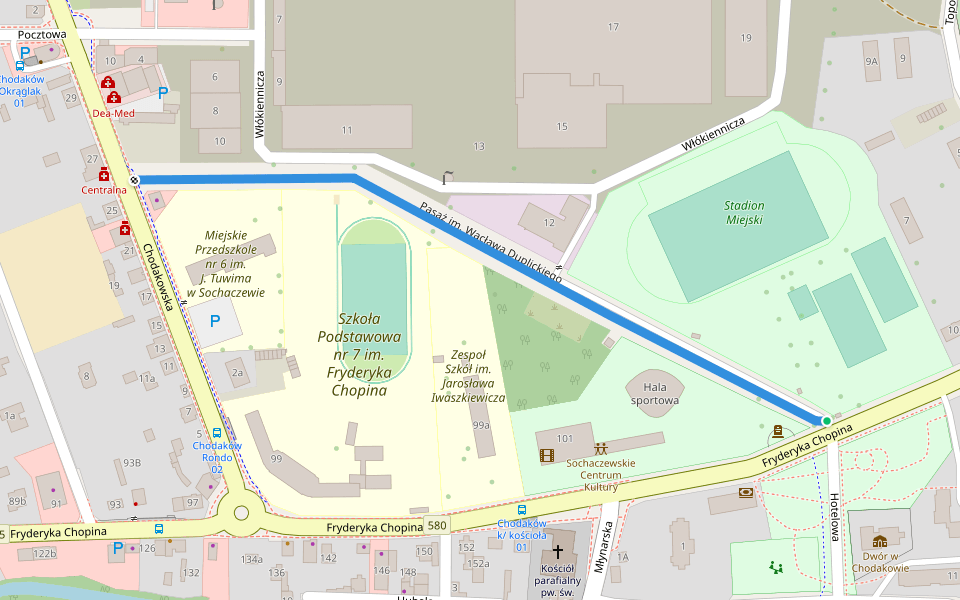 Pasaż im. Wacława Duplickiego walking route map in Sochaczew