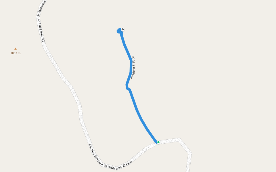 Sendero El Faro walking route map in Lugar Quebrada Seca