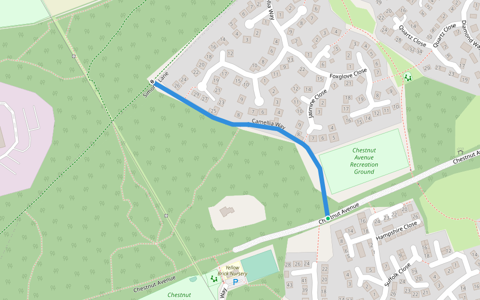 Camellia Way walking route map in Wokingham