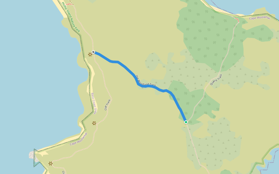 The Woodland Track walking route map in Cape Woolamai