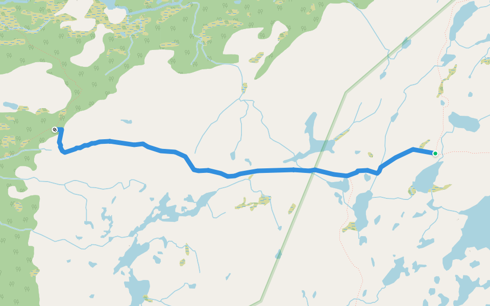 Gruvfjellet - Stortjønnin walking route map in Hammer