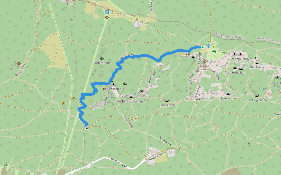 Grafenbergweg walking route map in Oberhöflein