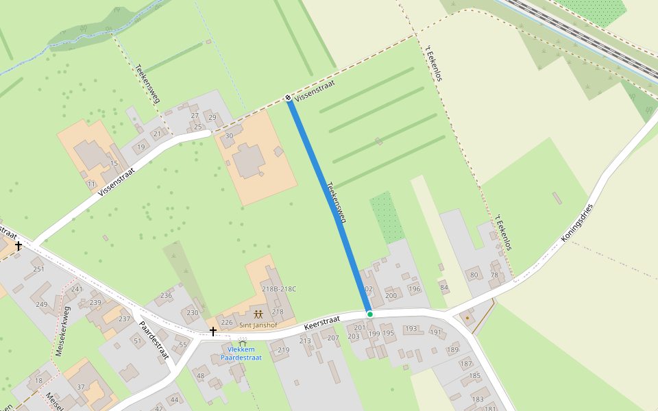 Teekensweg walking route map in Erpe-Mere