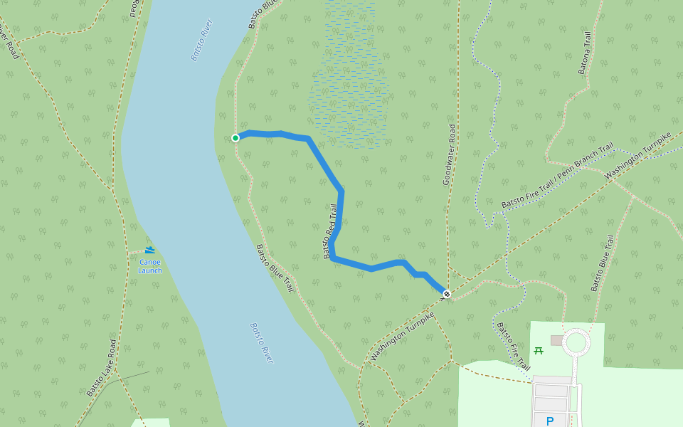 Batsto Red Trail walking route map in Hammonton
