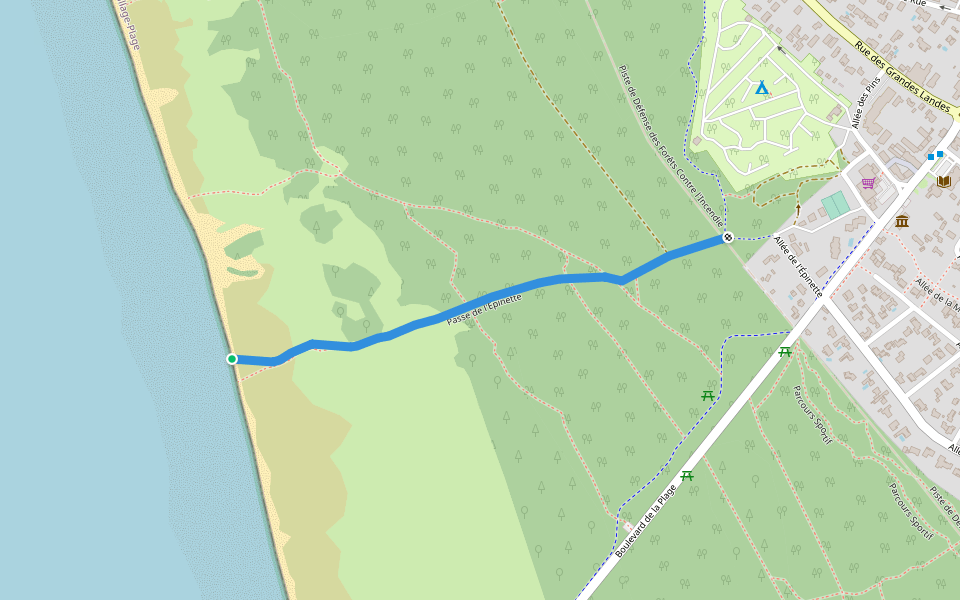 Passe de l'Epinette walking route map in Le Grand-Village-Plage