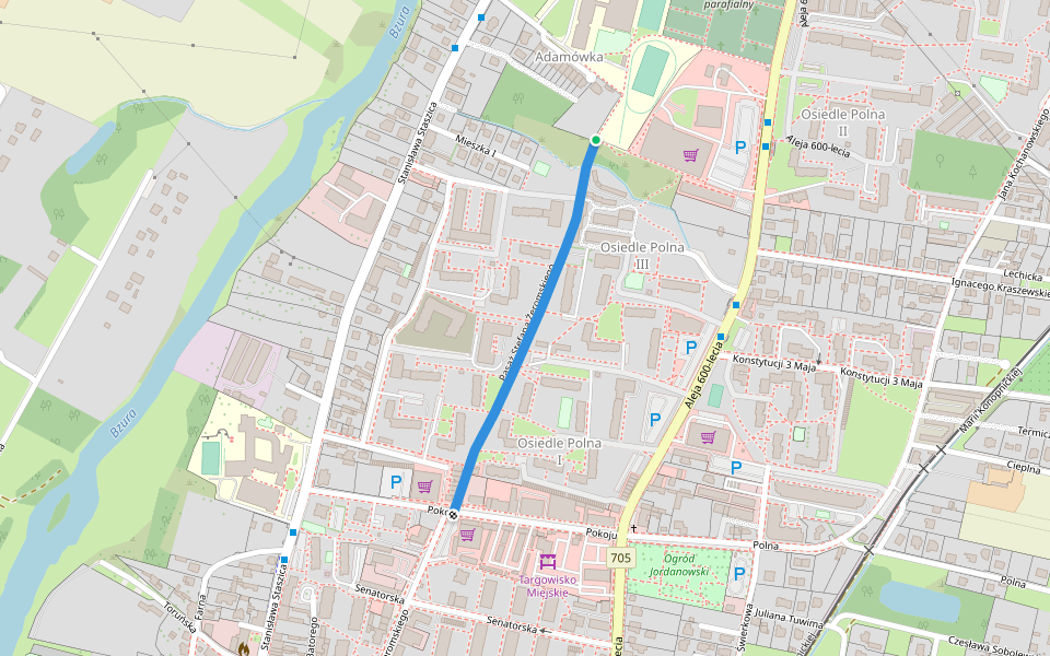 Pasaż Stefana Żeromskiego walking route map in Sochaczew