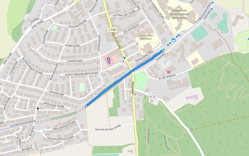 Schinderhannes Radweg walking route map in Kastellaun