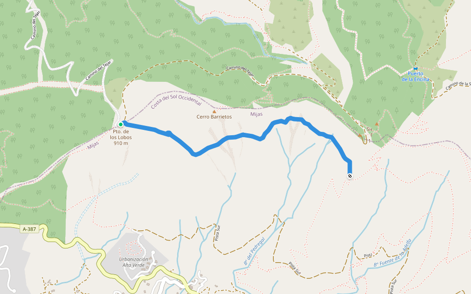 Rodadores walking route map in Alhaurín el Grande