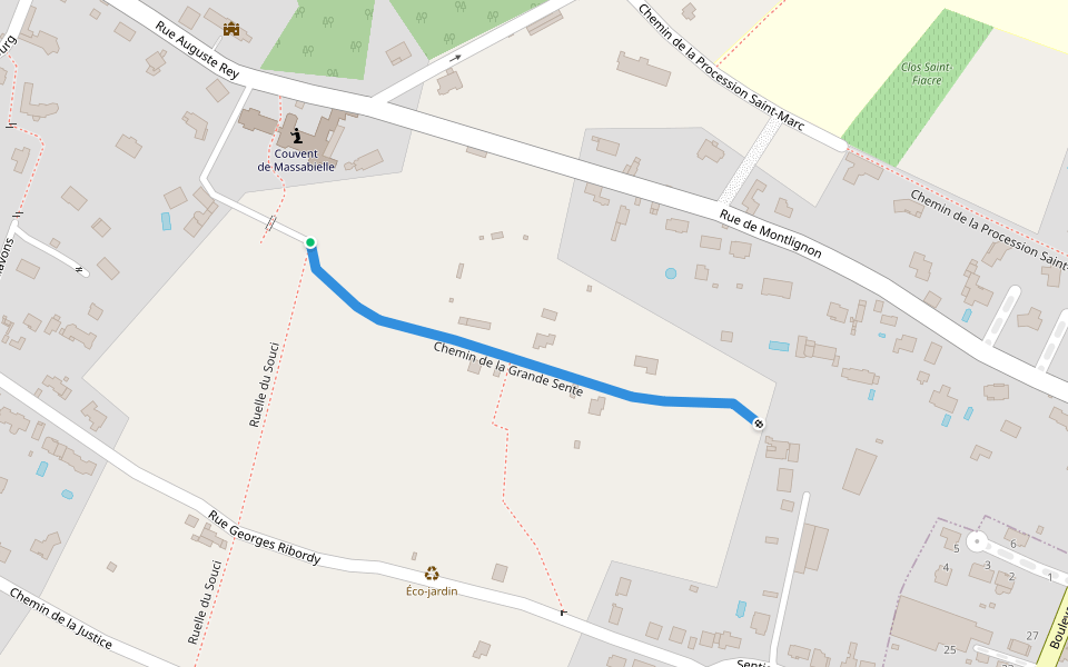 Chemin de la Grande Sente walking route map in Saint-Prix