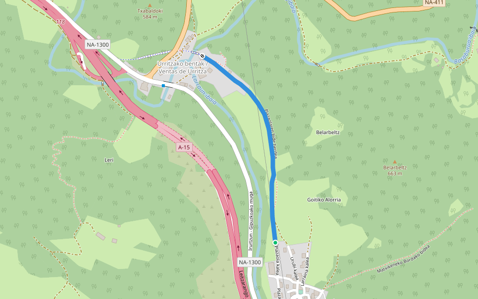 Plazaolaren bide berdea walking route map in Latasa