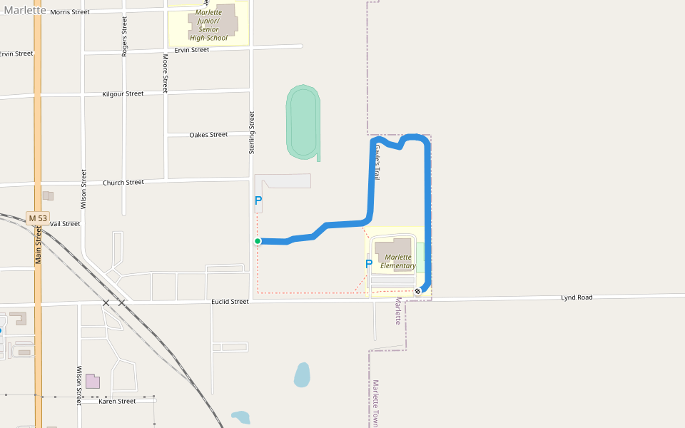 Gayle's Trail walking route map in Marlette