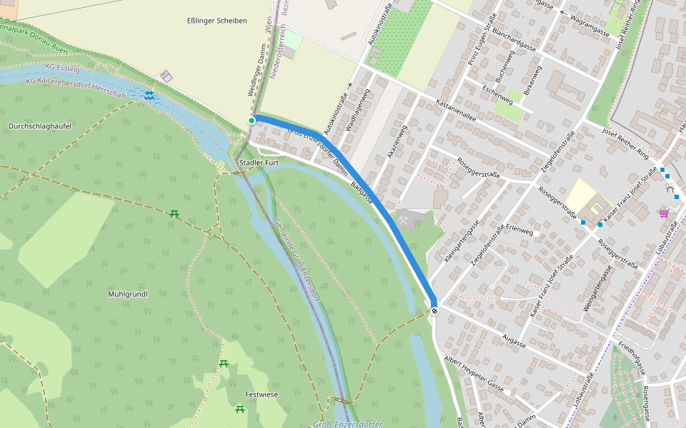 Groß Enzersdorfer Damm walking route map in Groß-Enzersdorf