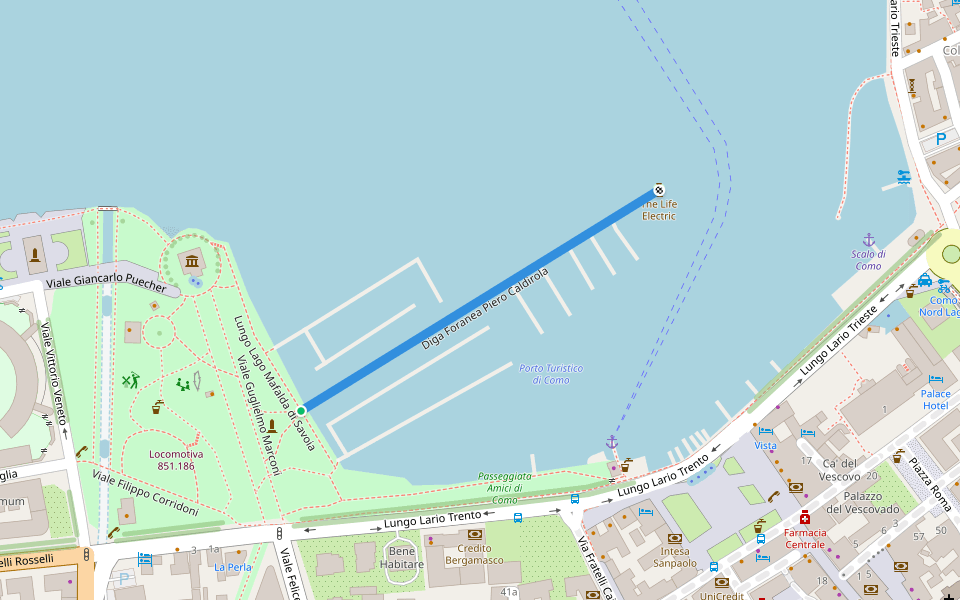 Diga Foranea Piero Caldirola walking route map in Como