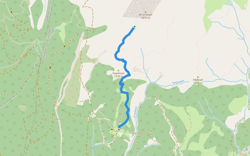 Schönegg-Tennhütte;Schönegg-Tennhütte querfeldein walking route map in Saalfelden