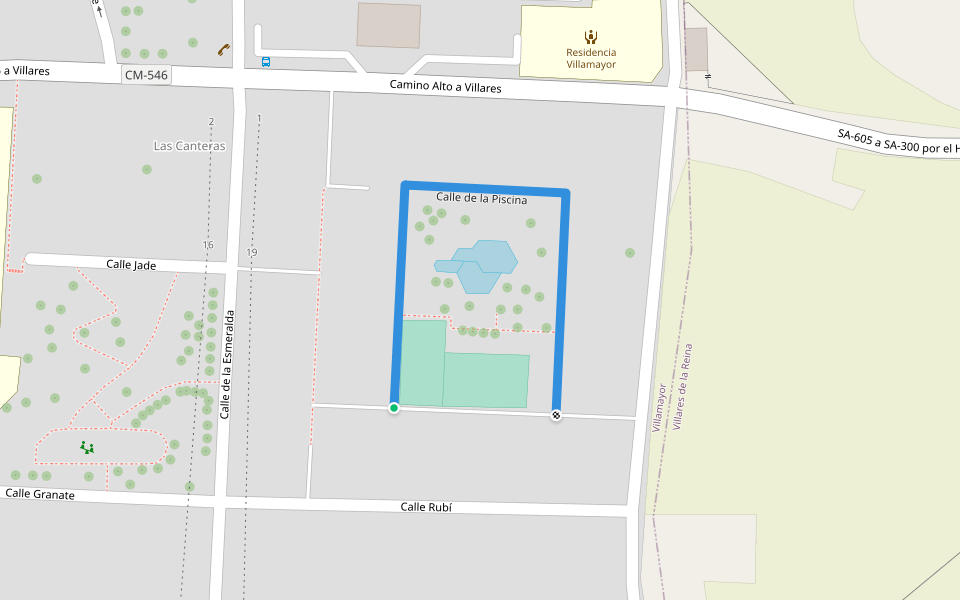 Calle de la Piscina walking route map in Villamayor