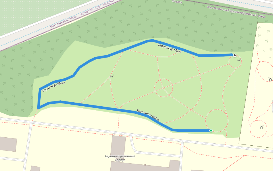 Терренкур 650м walking route map in Nekrasovka