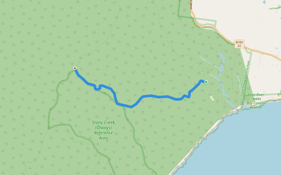Elliott Road walking route map in Cape Otway