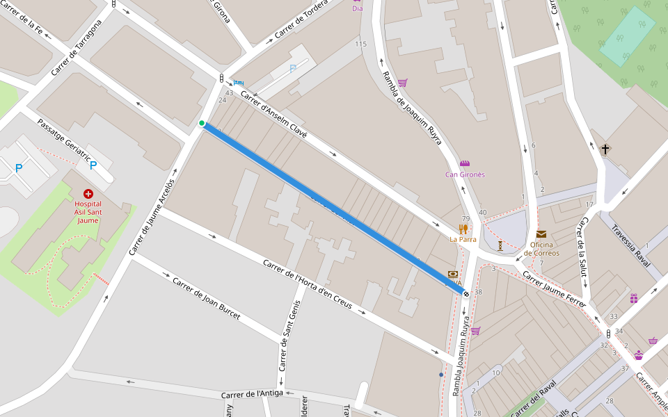 Carrer del Vilar walking route map in Blanes