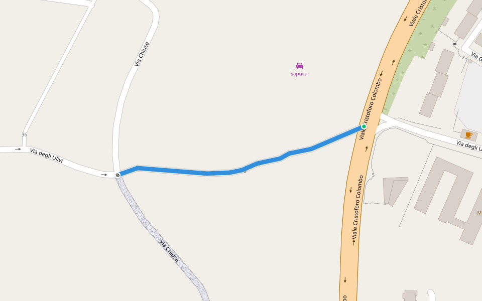 Via degli Ulivi walking route map in Acireale