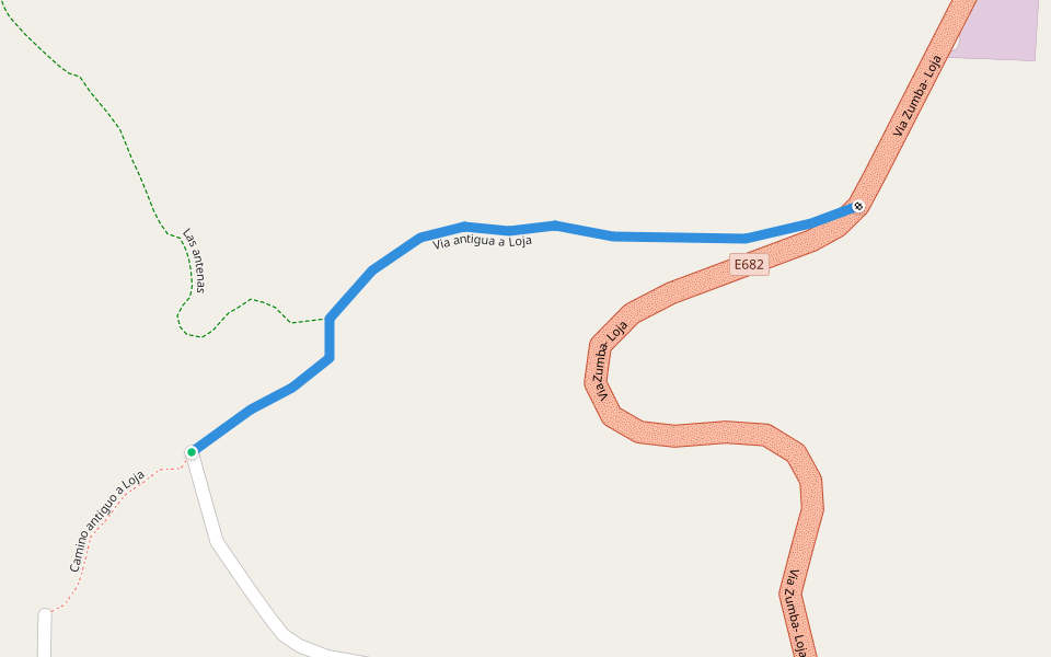 Via antigua a Loja walking route map in Zumba