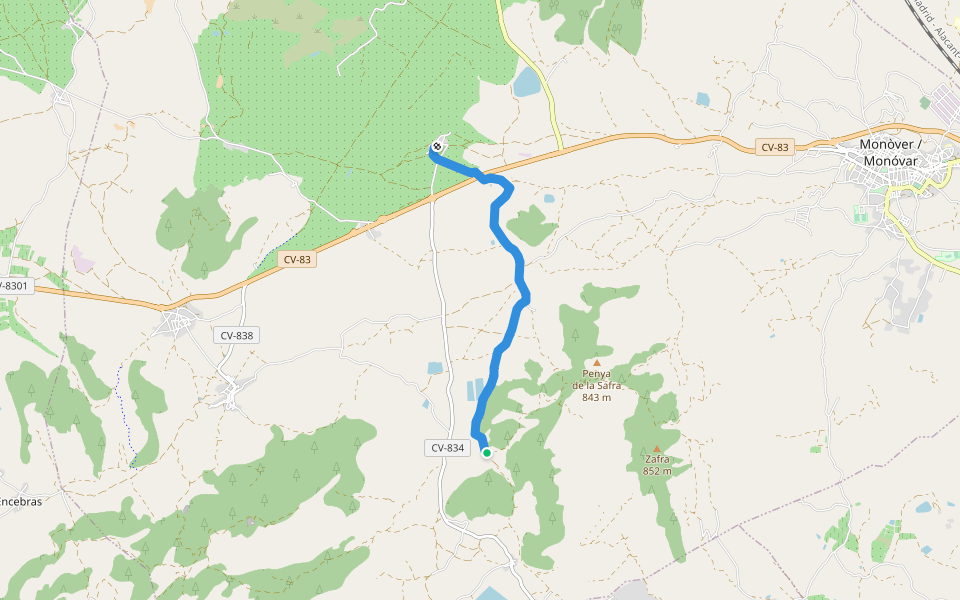 Sendero Republicano La Romana - El Fondó walking route map in Monòver