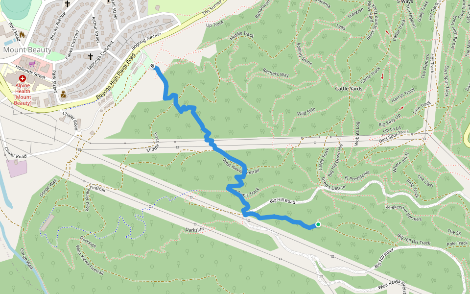 Short Course DH Track walking route map in Mount Beauty