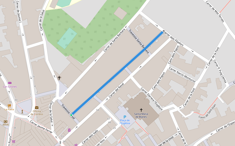 Carrer Petit de Raval walking route map in Blanes