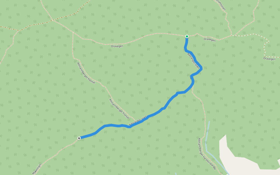 Kåsrandin-stien walking route map in Oppdal