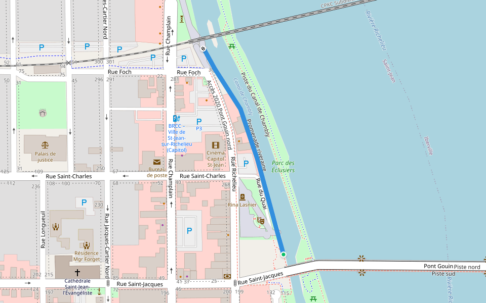 Promenade riveraine walking route map in Saint-Jean-sur-Richelieu