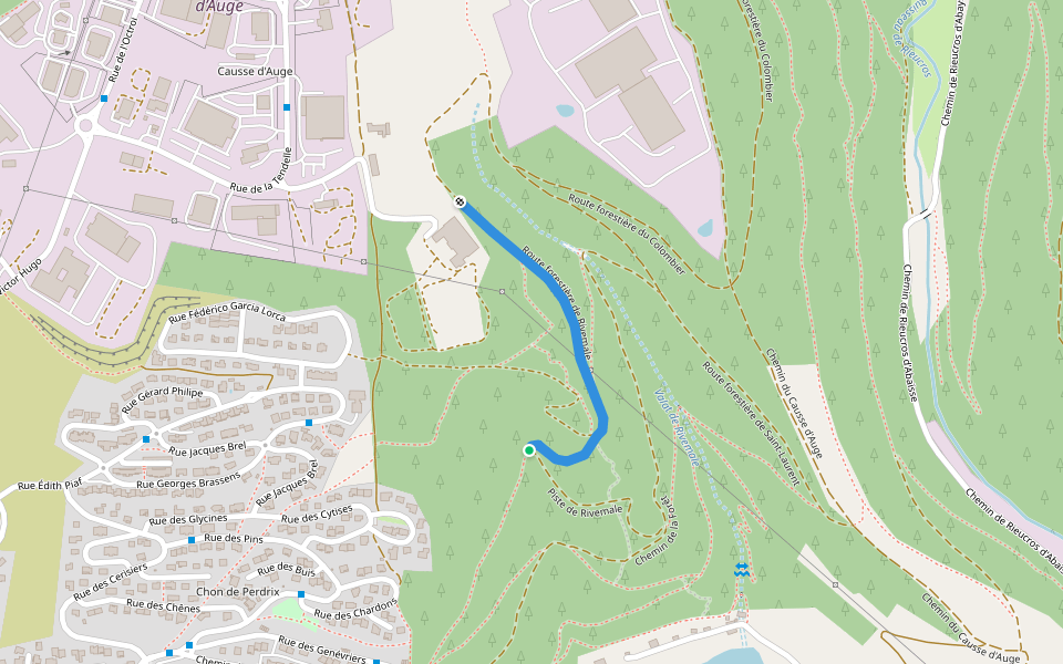 Route forestière de Rivemale walking route map in Mende