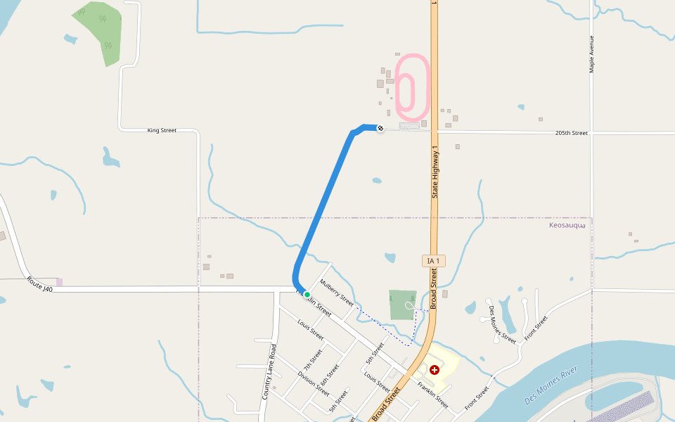 Keosaqua Bike Trail walking route map in Keosauqua