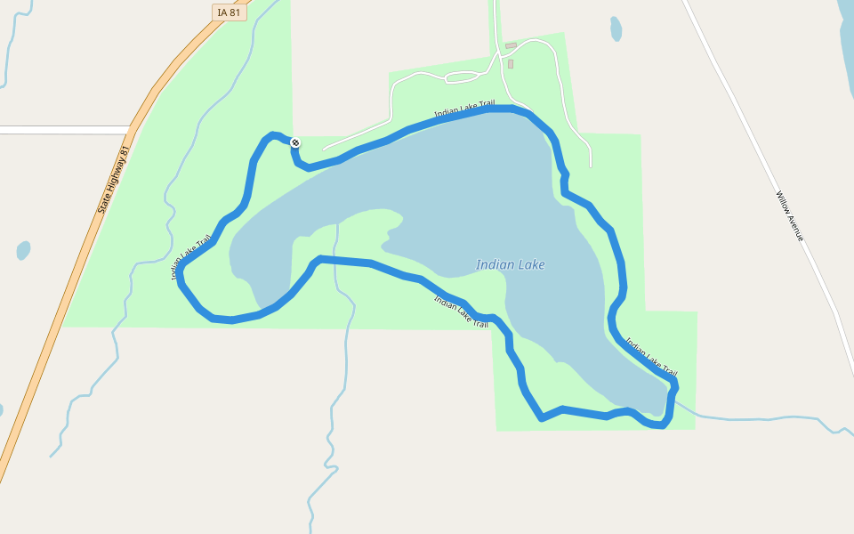 Indian Lake Trail walking route map in Farmington