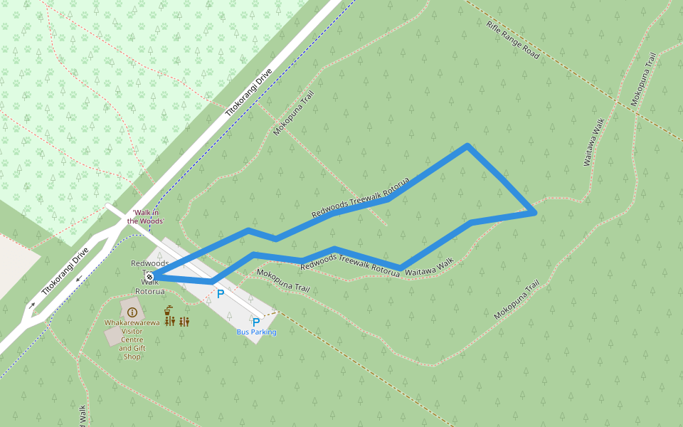 Redwoods Treewalk Rotorua walking route map in Rotorua