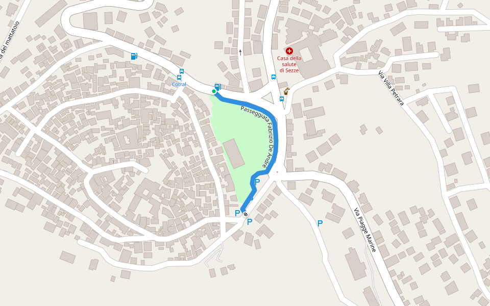 Passeggiata Fabrizio De André walking route map in Sezze